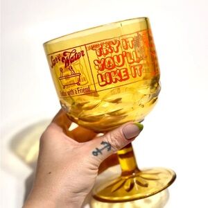 Vintage Novelty Glass Cup, Amber Goblet, Funny Joke Gag Gift